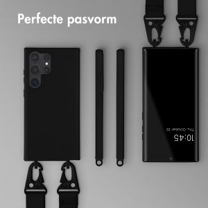 Selencia Siliconen hoesje met afneembaar koord Samsung Galaxy S23 Ultra - Zwart