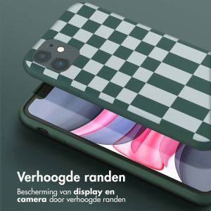 Selencia Siliconen design hoesje met afneembaar koord iPhone 11 - Irregular Check Green