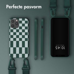 Selencia Siliconen design hoesje met afneembaar koord iPhone 12 Pro Max - Irregular Check Green