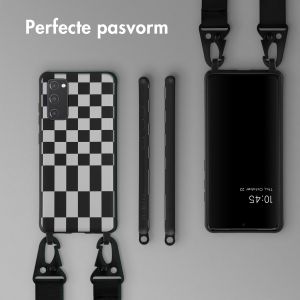 Selencia Siliconen design hoesje met afneembaar koord Samsung Galaxy S20 FE - Irregular Check Black