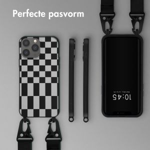 Selencia Siliconen design hoesje met afneembaar koord iPhone 13 Pro Max - Irregular Check Black
