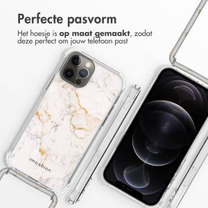 iMoshion Design hoesje met koord iPhone 12 (Pro) - White Marble