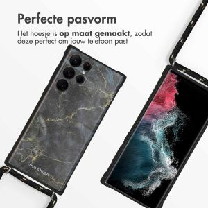 iMoshion Design hoesje met koord Samsung Galaxy S22 Ultra - Black Marble