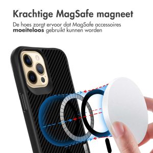 iMoshion Rugged Hybrid Carbon Case met MagSafe iPhone 12 (Pro) - Zwart
