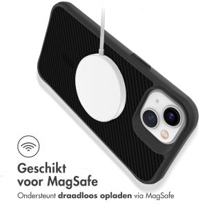 iMoshion Rugged Hybrid Carbon Case met MagSafe iPhone 13 - Zwart