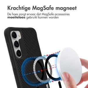 iMoshion Rugged Hybrid Carbon Case met MagSafe Samsung Galaxy S23 - Zwart