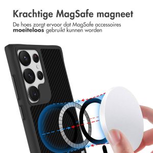 iMoshion Rugged Hybrid Carbon Case met MagSafe Samsung Galaxy S23 Ultra - Zwart