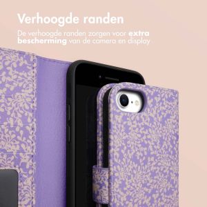 iMoshion Design Bookcase iPhone SE (2022 / 2020) / 8 / 7 / 6(s) - Purple White Flowers