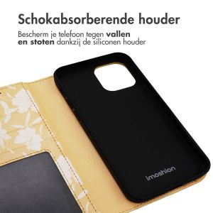 iMoshion Design Bookcase iPhone 12 (Pro) - Yellow Flowers
