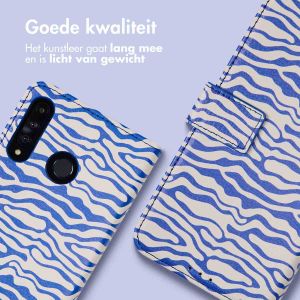 iMoshion Design Bookcase Huawei P30 Lite - White Blue Stripes