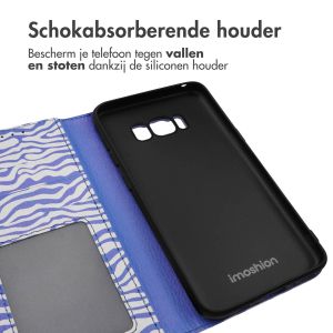 iMoshion Design Bookcase Samsung Galaxy S8 - White Blue Stripes