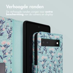 iMoshion Design Bookcase Google Pixel 6a - Blue Flowers