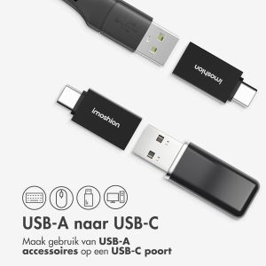 iMoshion 2x USB-C (male) naar USB-A 3.2 (female) Adapter - OTG - Zwart