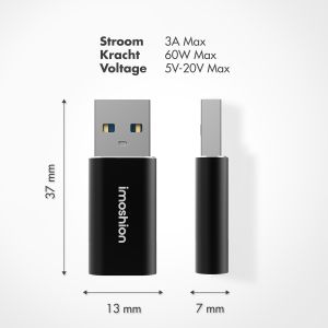 iMoshion 2x USB-A 3.1 (male) naar USB-C (female) Adapter - OTG - Zwart