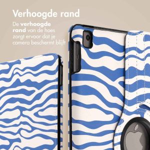 iMoshion 360° Draaibare Design Bookcase iPad 9 (2021) / iPad 8 (2020) / iPad 7 (2019) 10.2 inch - White Blue Stripes