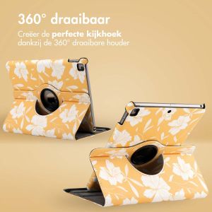 iMoshion 360° Draaibare Design Bookcase iPad 9 (2021) / iPad 8 (2020) / iPad 7 (2019) 10.2 inch - Yellow Flowers