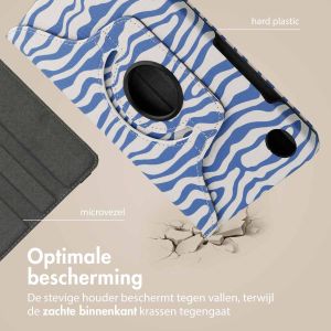 iMoshion 360° Draaibare Design Bookcase Samsung Galaxy Tab A9 8.7 inch - White Blue Stripes