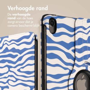 iMoshion 360° Draaibare Design Bookcase iPad Air 5 (2022) / Air 4 (2020) - White Blue Stripes