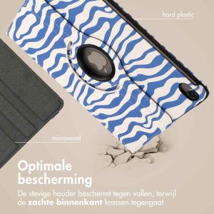 iMoshion 360° Draaibare Design Bookcase iPad Air 5 (2022) / Air 4 (2020) - White Blue Stripes