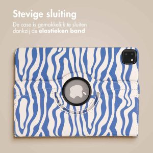 iMoshion 360° Draaibare Design Bookcase iPad Pro 11 (2018 - 2022) - White Blue Stripes