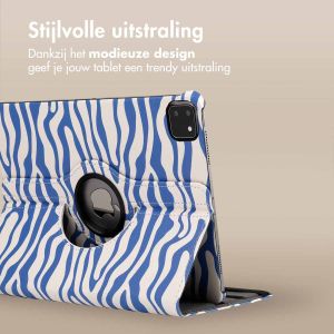 iMoshion 360° Draaibare Design Bookcase iPad Pro 11 (2018 - 2022) - White Blue Stripes