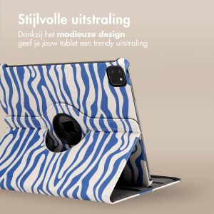 iMoshion 360° Draaibare Design Bookcase iPad Pro 12.9 (2018 / 2020 / 2021 / 2022) - White Blue Stripes