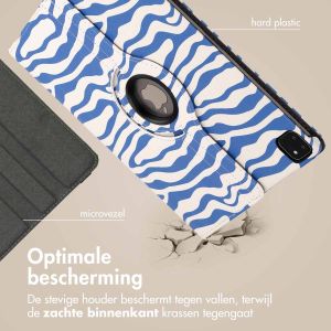 iMoshion 360° Draaibare Design Bookcase iPad Pro 12.9 (2018 / 2020 / 2021 / 2022) - White Blue Stripes