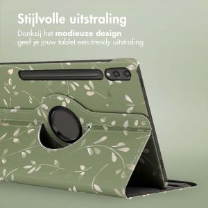iMoshion 360° Draaibare Design Bookcase Samsung Galaxy Tab S9 Plus - Green Flowers