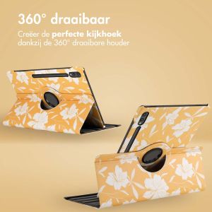 iMoshion 360° Draaibare Design Bookcase Samsung Galaxy Tab S9 Ultra - Yellow Flowers