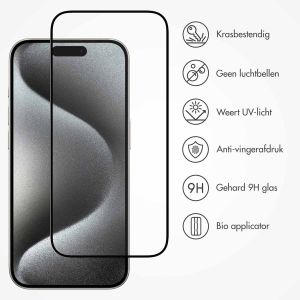 Accezz Gehard Glas Full Cover Screenprotector met applicator iPhone 15 - Transparant
