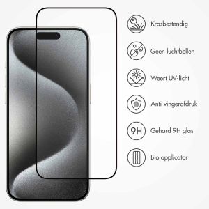 Accezz Gehard Glas Full Cover Screenprotector met applicator iPhone 15 Pro Max - Transparant