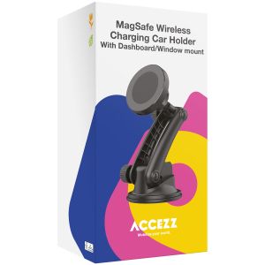 Accezz Telefoonhouder auto met MagSafe - Draadloze oplader - Dashboard en voorruit - Zwart