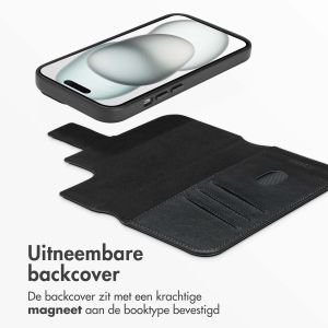 Accezz Leather Bookcase 2-in-1 met MagSafe iPhone 15 - Onyx Black