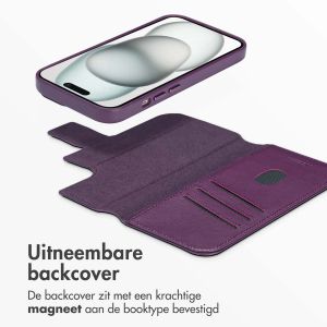 Accezz Leather Bookcase 2-in-1 met MagSafe iPhone 15 - Heath Purple