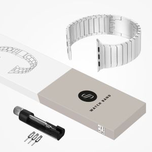 Selencia Stalen schakelband Apple Watch Series 1-9 / SE / Ultra (2) - 42/44/45/49 mm - Zilver