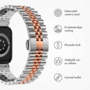 Selencia Jubilee stalen bandje Apple Watch Series 1-9 / SE - 38/40/41 mm - Zilver / Rosé Goud