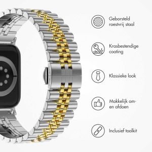 Selencia Jubilee stalen bandje Apple Watch Series 1-9 / SE / Ultra (2) - 42/44/45/49 mm - Zilver / Goud