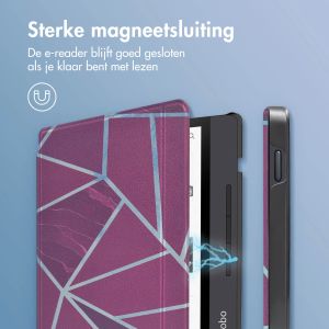 iMoshion Design Slim Hard Case Sleepcover met stand Kobo Libra H2O - Bordeaux Graphic