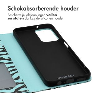 iMoshion Design Bookcase Motorola Moto G34 - Black Blue Stripes