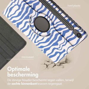 iMoshion 360° Draaibare Design Bookcase Samsung Galaxy Tab S9 FE - White Blue Stripes