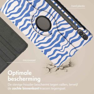 iMoshion 360° Draaibare Design Bookcase Samsung Galaxy Tab S9 FE Plus - White Blue Stripes