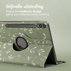 iMoshion 360° Draaibare Design Bookcase Samsung Galaxy Tab S9 FE Plus - Green Flowers