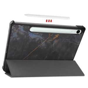 iMoshion Trifold Design Bookcase Samsung Tab S9 FE / Tab S9 - Black Marble