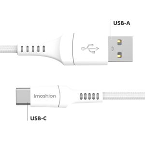 iMoshion Braided USB-C naar USB-A kabel - 0,25 meter - Wit