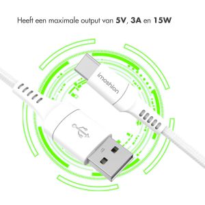 iMoshion Braided USB-C naar USB-A kabel - 0,5 meter - Wit