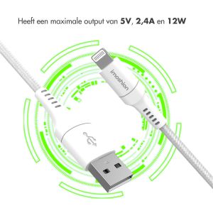 iMoshion Lightning naar USB kabel - Non-MFi - Gevlochten textiel - 0,25 meter - Wit