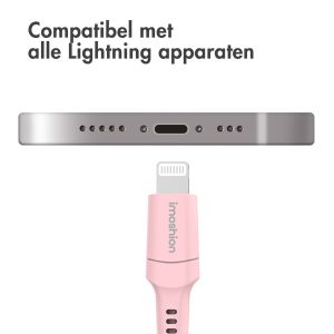 iMoshion Lightning naar USB kabel - Non-MFi - Gevlochten textiel - 2 meter - Roze