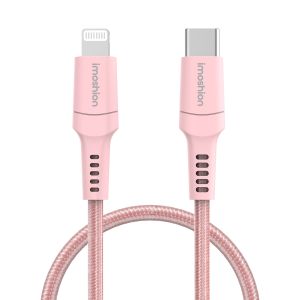 iMoshion Lightning naar USB-C kabel - Non-MFi - Gevlochten textiel - 1 meter - Roze
