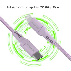 iMoshion Lightning naar USB-C kabel - Non-MFi - Gevlochten textiel - 2 meter - Lila