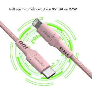 iMoshion Lightning naar USB-C kabel - Non-MFi - Gevlochten textiel - 2 meter - Roze
